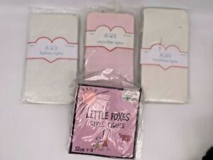 3 pr Children's Place Tights - 3 sizes - White, Pink + Free Little Foxes Tights