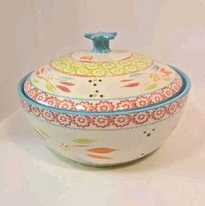 Temptations By Tara 2.5 Qt Round Baking Dish Coved Old World Floral Springfetti - Picture 1 of 8