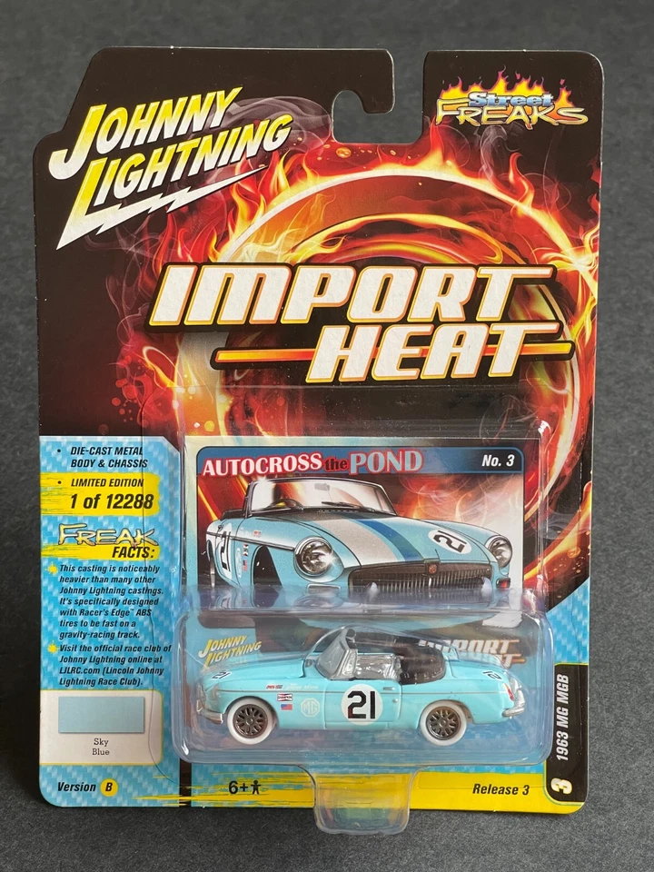 Johnny Lightning Street Freaks Import Heat 1963 MG MGB White Lightning Foto 1 de 4