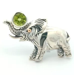 Video 18K Gold 925 Sterlingsilber natürlicher Peridot Elefant 🙂 Samuel B Ring - Bild 1 von 4