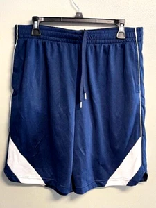 TEK GEAR Herren Basketball Shorts Größe Large - dunkelblau mit weißen Seitenstreifen - Bild 1 von 3