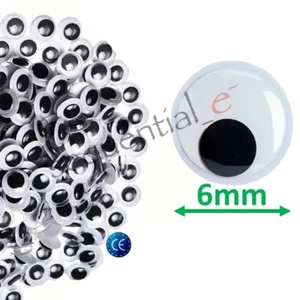 6mm Googly Wibbly Wiggly Wobbly Moving Craft Eyes Peel and Stick Self Adhesive - Picture 1 of 144