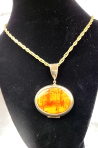 New York Pendant Locket Necklace Gold Tone 12" Chain 14.5" Necklace - Picture 1 of 2