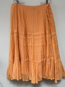 Lauren Ralph Lauren Damen orange Stufen Lagenlook gefüttert voller Rock Seide Größe 14 - Bild 1 von 6