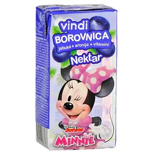 MINNIE 200ml - VINDI BLUEBERRY NECTAR - CARTON EMPTY - DAIRY ADVERTISING - Picture 1 of 1
