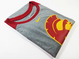 NIKE MEN'S 3/4 LOGO RAGLAN USC 6 TOP 00035165XSC6 CARBON - XXL - 100% AUTHENTIC - Picture 1 of 4