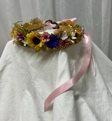 Diadema, Adulto, Floral Amarillo/Blanco, Cinta Rosa, Boda, Foto utilería, HP004 Foto 1 de 4