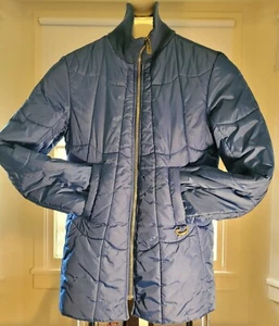 Diesel Quilted Long Sleeve Mock Neck Collar Full Zip Puffer Coat Blue Men’s M - Picture 1 of 12