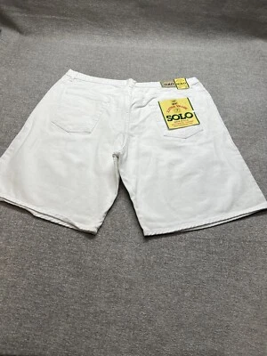 "Pantalones cortos de mezclilla blancos Solo Semore vintage talla 46 holgados pierna ancha ajuste 12""" Foto 1 de 4