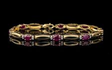 14K Yellow Gold Plated 5CT Oval Cut Lab Created Pink Ruby Women Tennis Bracelet