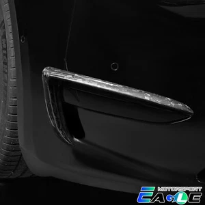 Fit 19-23 Model 3/Y Forged Carbon Black Front Fog Light Trim Cover Frame Blade - Picture 1 of 6