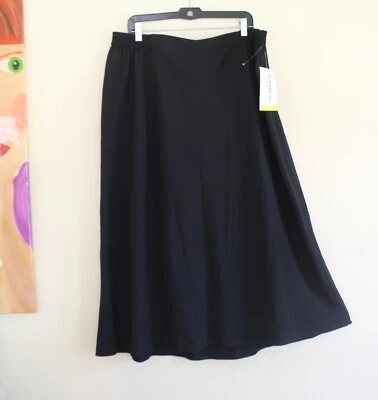 NWT Elisabeth Liz Claiborne Sz 22 2X Long Black A-Line Elegant Crepe Full Skirt - Image 1 of 4