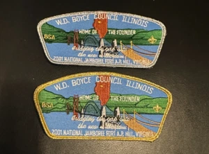 2001 National Scout Jamboree W. D. Boyce 2 JSPs Gold and Silver Border - Picture 1 of 2