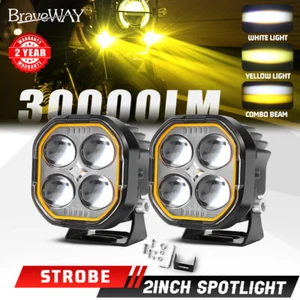 Mini LED Motorcycle Headlight Yellow White Hi/Lo Spot Light Driving Fog Lamp ATV - Picture 1 of 9