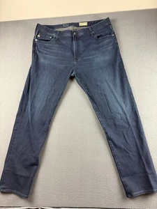 AG Adriano Goldschmied Jeans Uomo 40x32 Blu Tellis Slim Lavaggio Scuro Baffi - Foto 1 di 11