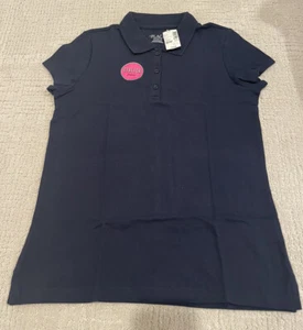 Place Girls Navy Blue Short Sleeve Polo School Uniform Shirt Top Sz XL Size 14 - Picture 1 of 4