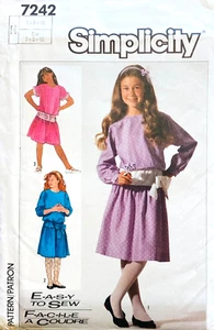 80s SIMPLICITY 7242 SIZES 7 8 10 GIRLS DRESS UC/FF - Picture 1 of 3