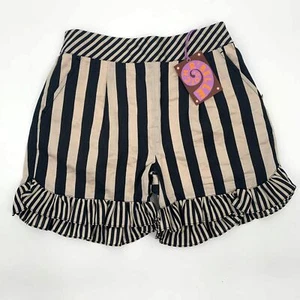 Scotch R'Belle Girls Size 12 Linen Stripe Pleated Shorts, Ruffles, Slash Pockets - Picture 1 of 8