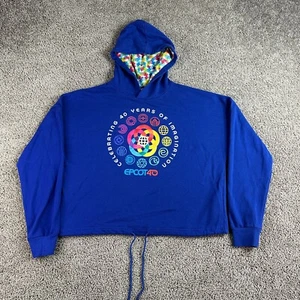 Disney World Epcot Hoodie Womens XL Blue Figment Cropped Celebrating 40 Years - Picture 1 of 10
