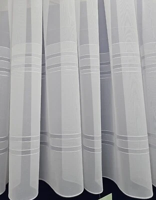 White Lace Cheap Net Curtains Rod Slot Ready to Use Sold By the Metre 11 Drops - Image 1 of 2