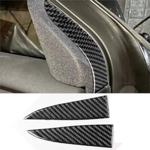2Pcs Carbon Fiber Interior Door Speaker Cover Trim Sticker For Tesla Model 3/Y - Picture 1 of 12