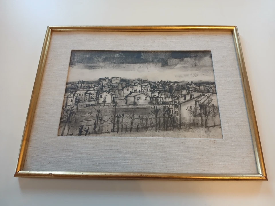 Bernard Gantner, dessin original, fusain sur papier. - Photo 1/1