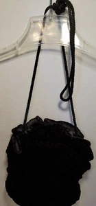 Vintage schwarz/tieflila Samt Tasche Handtasche 50er Mid Century Handtasche  - Bild 1 von 7