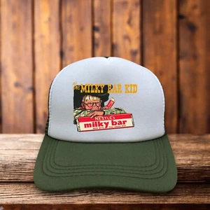 Sombrero de camionero The Milky Bar para hombre color oliva Snapback publicidad vintage chocolate - Imagen 1 de 6