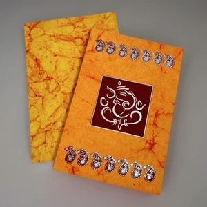 Handmade 10 Blank Note Cards 100% Recycled Cotton Eco-Friendly Tree Free Orange - Picture 1 of 6