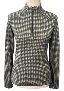 Smartwool Merino Wool 250 Baselayer •Women M• Pullover 1/4 Zip Houndstooth - Picture 1 of 10