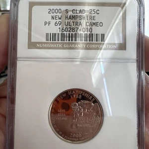 🔥2000-S Clad Proof New Hampshire Quarter NGC PF69 ULTRA CAMEO🔥 - Picture 1 of 5