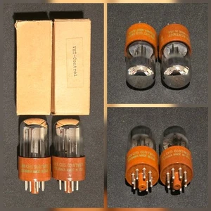 SYLVANIA 6SN7 GT CHS WGT CHROME TOPPED FOIL 1950s BROWN BASE NICE MATCHED SET - Bild 1 von 13