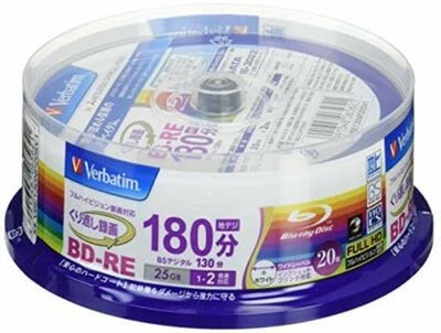 20 Verbatim BluRay Discs 25GB, BD-RE Rewritable 2x Speed Blu-ray Discs - Image 1 of 4