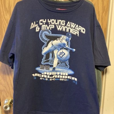 Justin Verlander Cy Young Winner Detroit Tigers GM Mens T Shirt L - Image 1 of 4