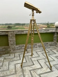 1920s Naval Ship Binoculars | Brass & Chrome Replica with Tripod | Nautical - Picture 1 of 10