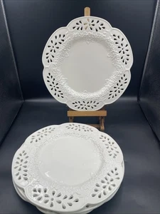 4er Set - 13" Hergestellt in Portugal Netz Blumen Girlande Platte Ladegeräte - Bild 1 von 8