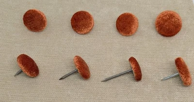 Burnt Orange Slub Crushed Velvet Nail Back Upholstery Buttons Various Sizes - Image 1 of 2