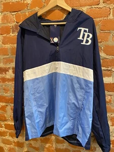 New Men’s MLB Tampa Bay Rays Light Weight Hooded Windbreaker. Size Large - Picture 1 of 5