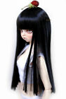 1/6 6-7 inches Jet Black Smooth Iron Perm Straight Soften Long Wig Hair 18-20cm