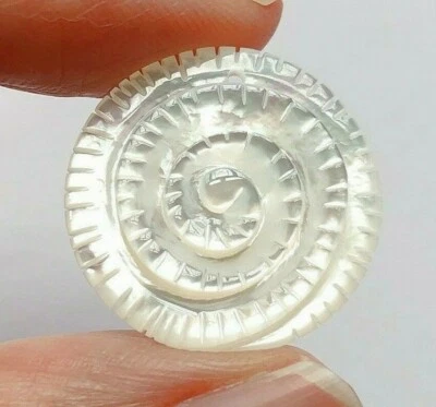CÍRCULOS DE MONEDAS REMOLINO TALLADO MADREPERLA MOP blanco 20 mm un par C8313 Foto 1 de 4