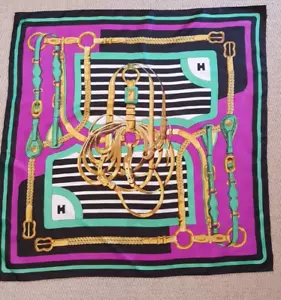 Ladies Coaching scarf Equestrian Design style purple green black - Picture 1 of 7