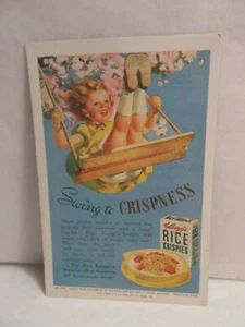 1940er Kelloggs Rice Krispies Müsli Werbekarte - Swing To Crispness - Original - Bild 1 von 4