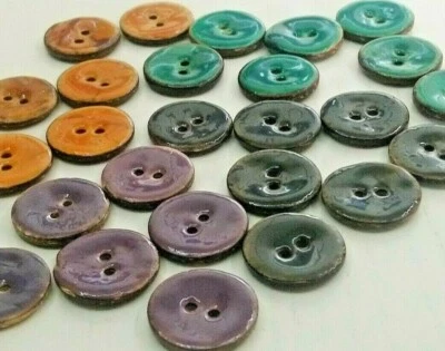 Enamel Coconut Shell Buttons, 23mm 30mm 40mm Choice of Colours - Image 1 of 4