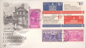 1974 FDC - Scott# 1543-46 combo - Congreso Continental - Arte Artesanía Cachet UA - Imagen 1 de 1