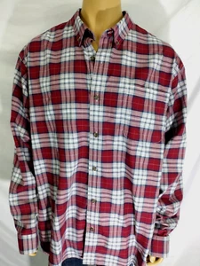 REDHEAD BRAND Men's 3XL Long Sleeve Cotton Red Blue White Plaid Cotton Shirt - Picture 1 of 10