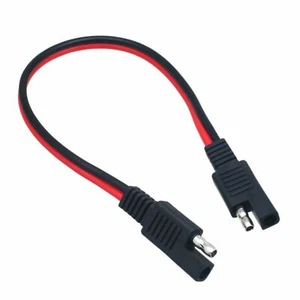 Solar SAE F/M 2 pines enchufe plano alimentación de CC coche GPS batería 16 AWG 1 FT cable de extensión - Imagen 1 de 2