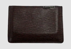 $395 Salvatore Ferragamo Mens Red Blue Antiqued Revival Leather Card Case Wallet - Picture 1 of 7