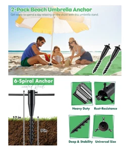 Pack de 2 1,3"-2" de diámetro. Barra FlagPole soporte resistente anclaje de tierra para sombrilla de playa - Imagen 1 de 8