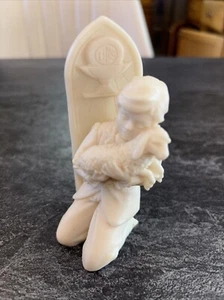 Vintage Vivian C Alabaster Carved Boy With Lamb Figurine Beautiful Unique #DD - Picture 1 of 16