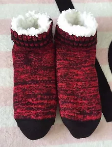 Victoria's Secret Pink Red Pepper Black White Sherpa Lined Bootie Socks - *OS - Picture 1 of 9